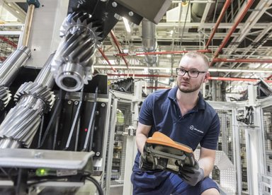 Production of heavy duty transmissions for trucks at Mercedes-Benz production plant Gaggenau (Rastatt section)