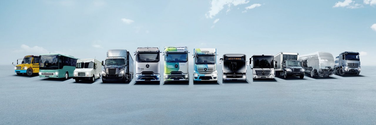 Daimler Truck Family Shot - Future Range emissionsfreie Fahrzeuge