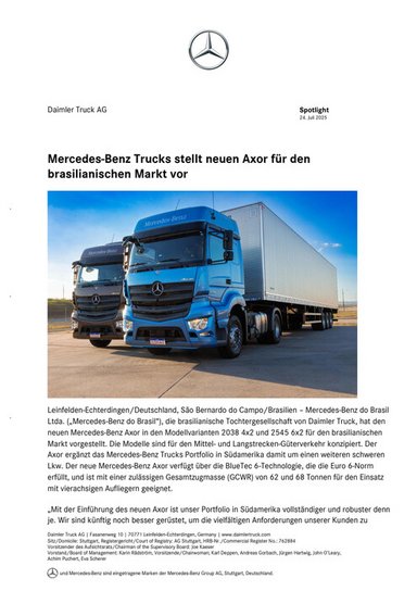 Mercedes-Benz Trucks stellt neuen Axor für den brasilianischen Markt vor