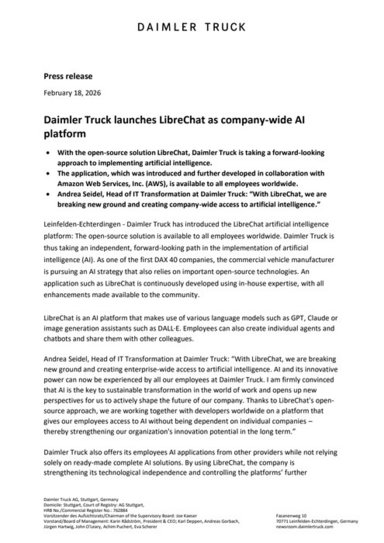 Daimler Truck launches LibreChat as company-wide AI platform