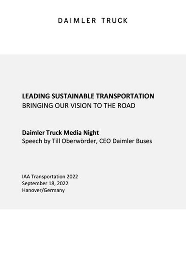 IAA Transportation 2022 - Daimler Truck Media Night - Rede Till Oberwörder
