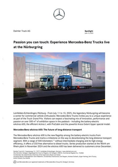 Passion you can touch: Experience Mercedes-Benz Trucks live at the Nürburgring