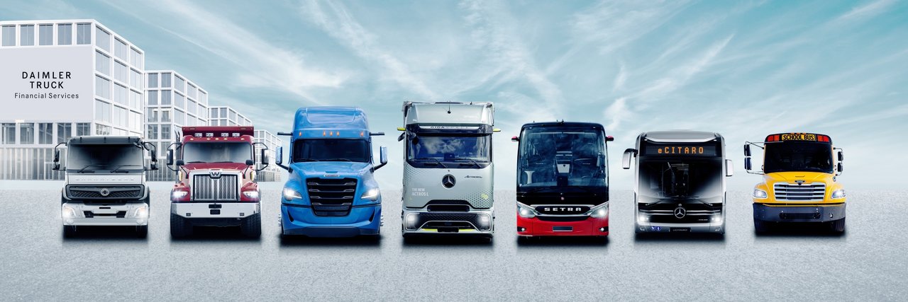 Daimler Truck Brand Range mit Financial Services und Schatten