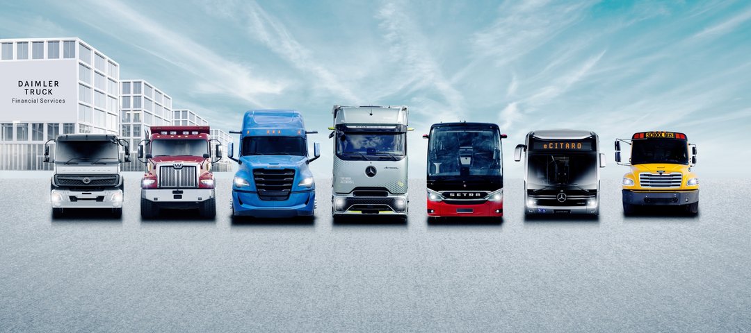 Daimler Truck Brand Range with Financial Services and shadow