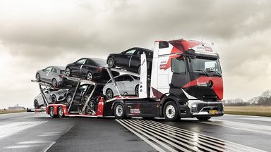 Erster eActros als vollelektrischer Autotransporter in Dänemark