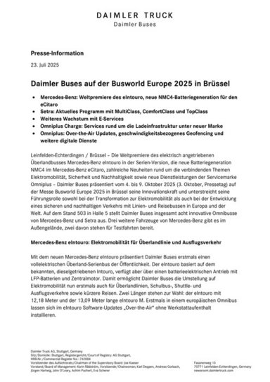 Daimler Buses auf der Busworld Europe 2025 in Brüssel