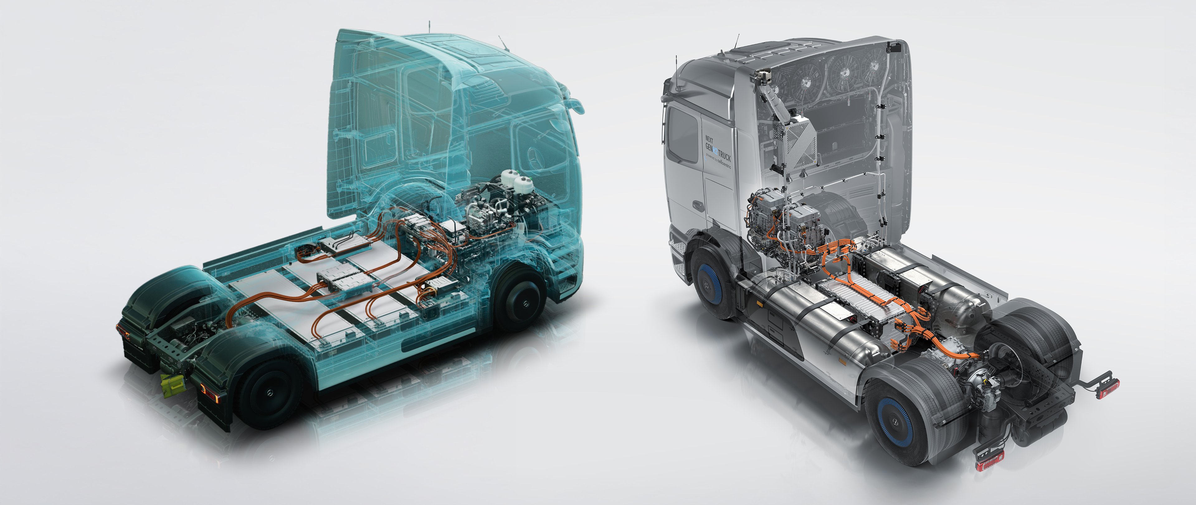 X-ray view of Mercedes-Benz GenH2 Truck and eActros 600