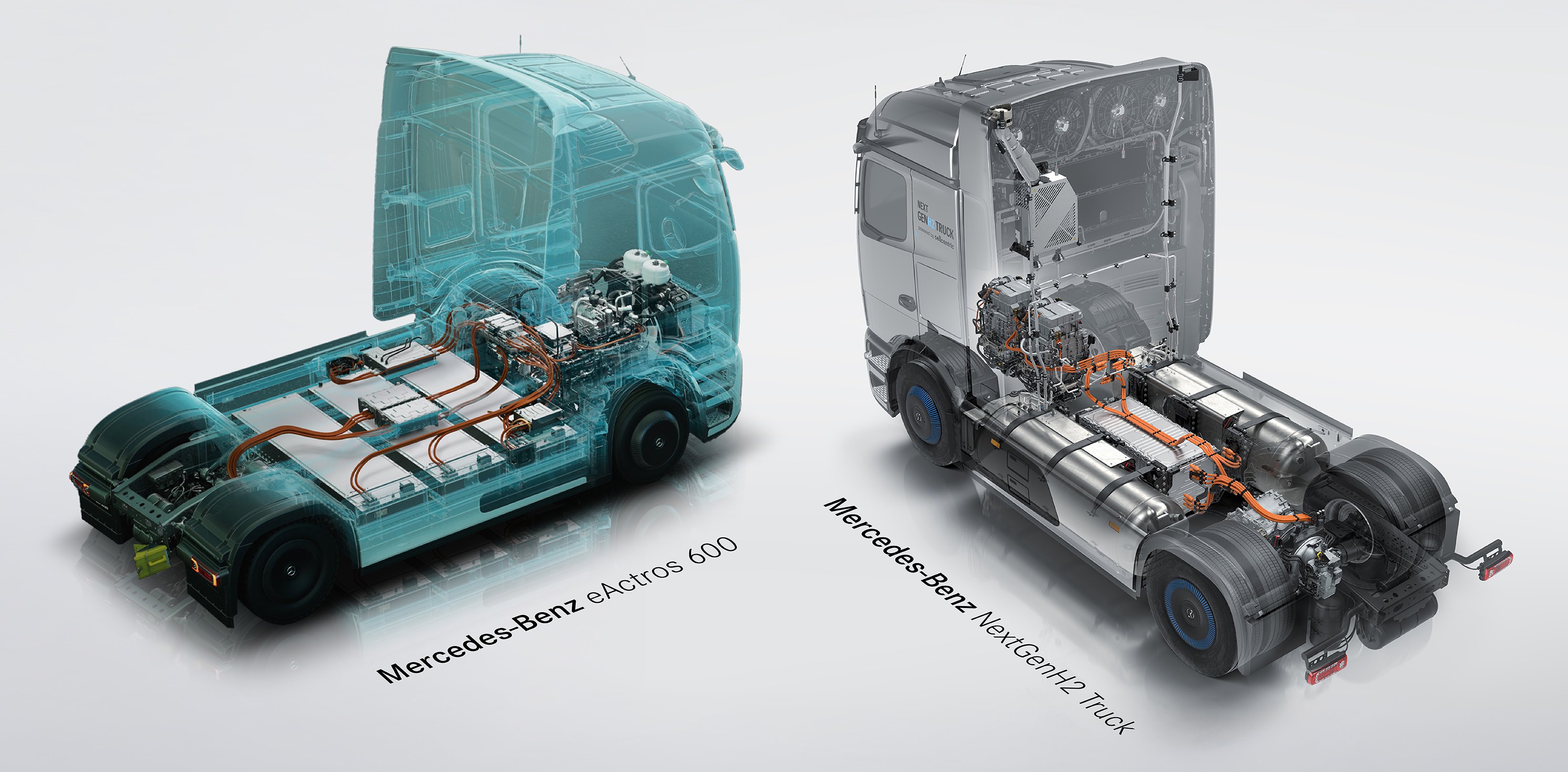 Mercedes-Benz GenH2 Truck und eActros 600 im Röntgenblick