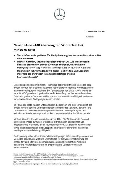 Neuer eArocs 400 überzeugt im Wintertest bei  minus 20 Grad