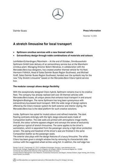 A stretch limousine for local transport