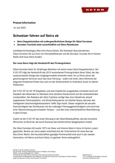 Schweizer fahren auf Setra ab