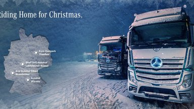 Weihnachten mit RoadStars:Mercedes-Benz Lkw präsentiert die „Riding Home for Christmas“-Tour