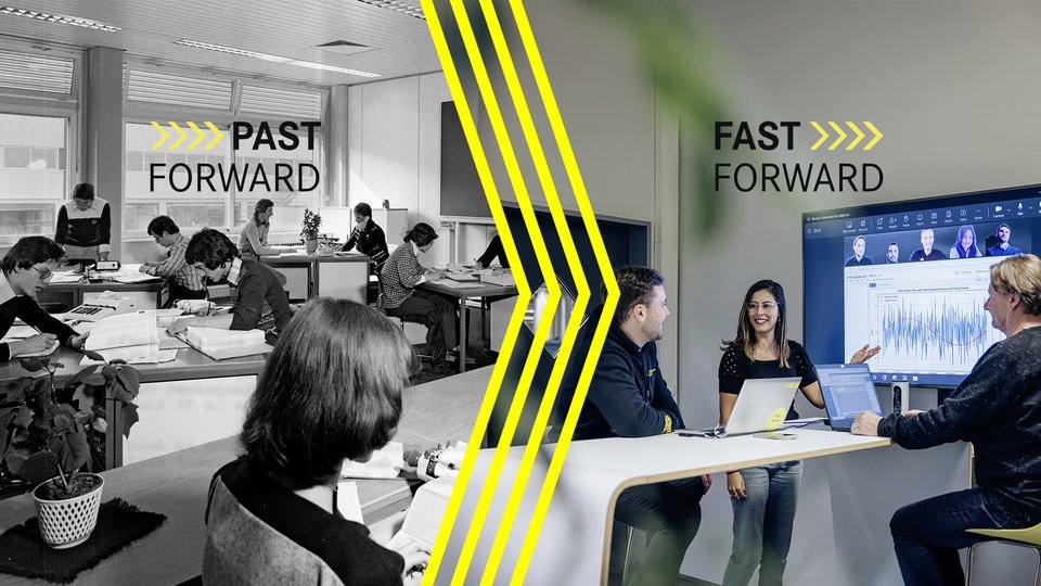 Daimler Truck "Past Forward. Fast Forward": Büro damals und heute