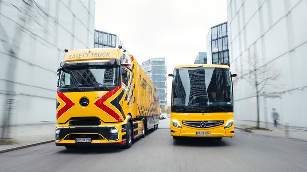 Mercedes-Benz Safety Truck and Safety Coach in action for greater road safety for children