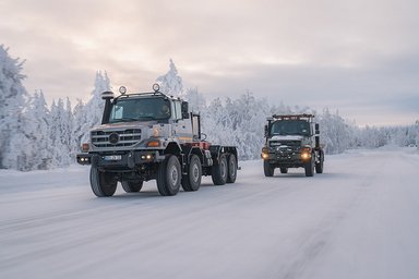 Green light at the Arctic Circle: Daimler Truck defence vehicles pass winter testing on ice and snow