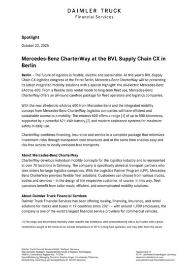Mercedes-Benz CharterWay at the BVL Supply Chain CX in Berlin