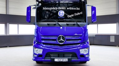 Mercedes-Benz Antos mit Abbiege-Assistent: Auf der sicheren Seite – Hofbräu München setzt auf Mercedes-Benz Lkw