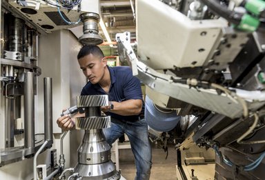 Production of heavy duty transmissions for trucks at Mercedes-Benz production plant Gaggenau (Rastatt section)