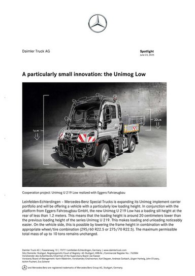 A particularly small innovation: the Unimog Low
