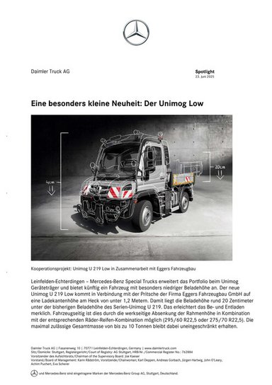 Eine besonders kleine Neuheit: Der Unimog Low