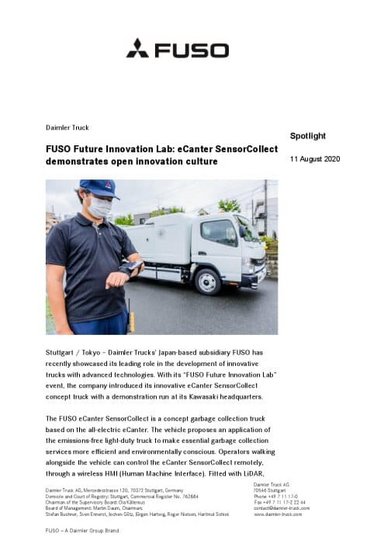 FUSO Future Innovation Lab: eCanter SensorCollect demonstrates open innovation culture