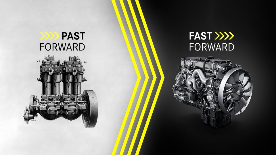 Daimler Truck "Past forward. Fast forward": Erster und hochmoderner Motor