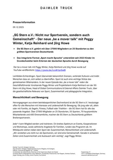 „SG Stern e.V.: Nicht nur Sportverein, sondern auch Gemeinschaft“ - Der neue „be a mover talk“ mit Peggy Winter, Katja Reinhard und Jörg Howe