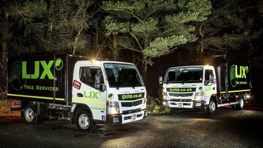 Special tree surgery applications in Scotland: Fuso Canter "operates" on trees at LJX Tree Services