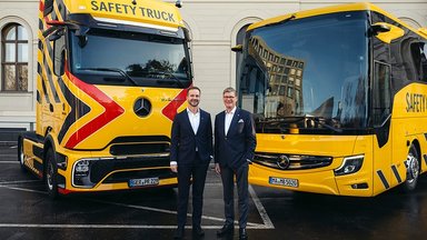 Große Fahrzeuge, große Verantwortung:   Mercedes-Benz Trucks und Daimler Buses engagieren sich für mehr Verkehrssicherheit im E-Zeitalter