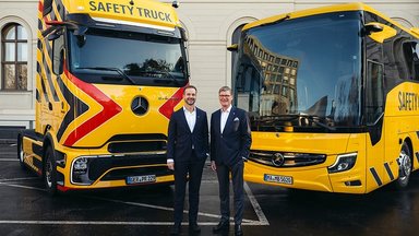 Große Fahrzeuge, große Verantwortung:   Mercedes-Benz Trucks und Daimler Buses engagieren sich für mehr Verkehrssicherheit im E-Zeitalter