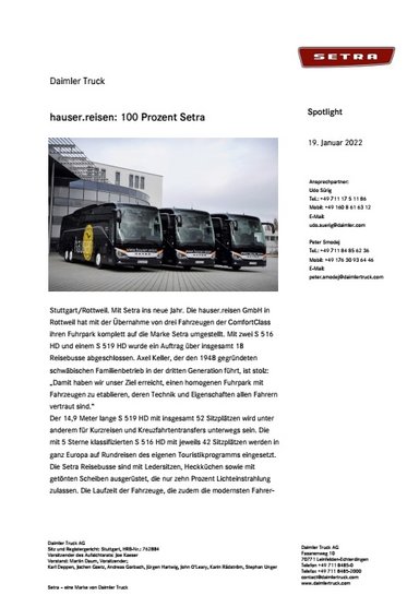 hauser.reisen: 100 Prozent Setra