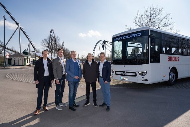First customer test drive of the eIntouro: fully electric with EUROBUS to Europa-Park