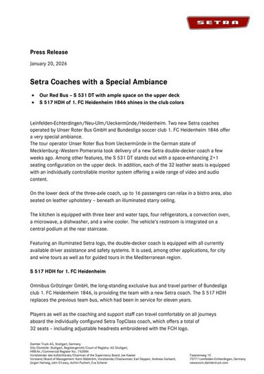 Setra Coaches with a Special Ambiance