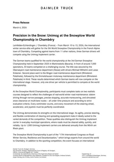 Precision in the Snow: Unimog at the Snowplow World Championship in Chambéry