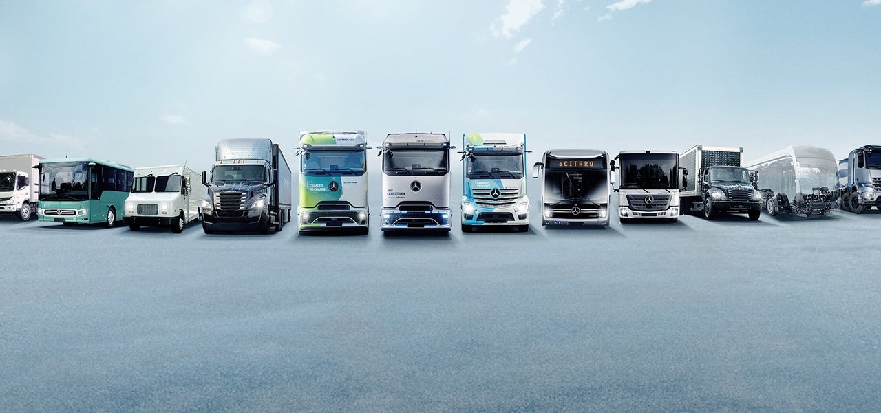 Daimler Truck ePortfolio Fahrzeuge im Family Shot