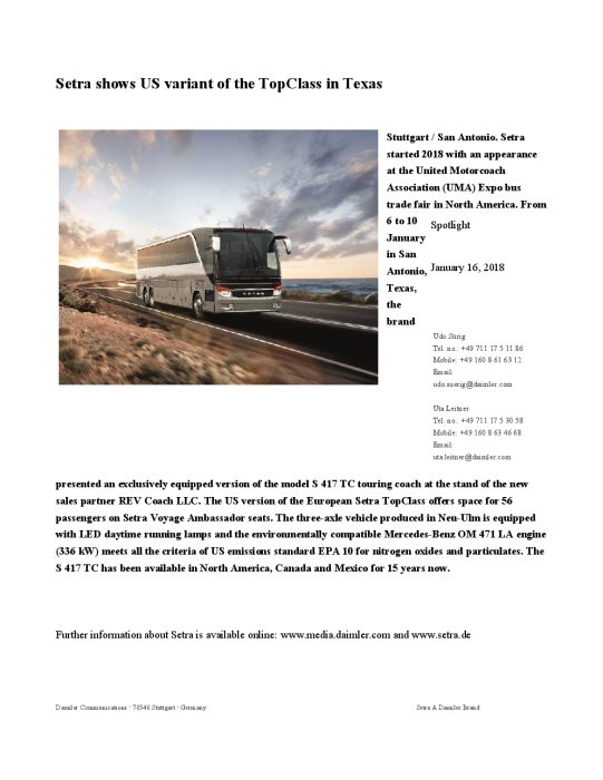Setra shows US variant of the TopClass in Texas