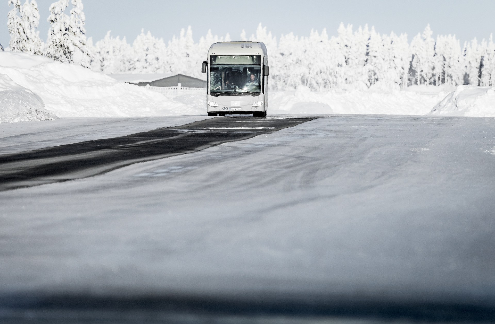 Mercedes-Benz Citaro mit vollelektrischem Antrieb, Exterieur, 2 x elektrischer Radnabenmotor, 2 x 125 kW, 2 x 485 Nm, Wintererprobung 2018, Finnland Mercedes-Benz Citaro mit vollelektrischem Antrieb