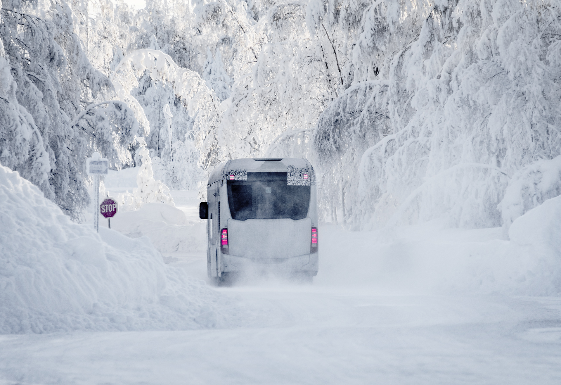 Mercedes-Benz Citaro mit vollelektrischem Antrieb, Exterieur, 2 x elektrischer Radnabenmotor, 2 x 125 kW, 2 x 485 Nm, Wintererprobung 2018, Finnland Mercedes-Benz Citaro mit vollelektrischem Antrieb