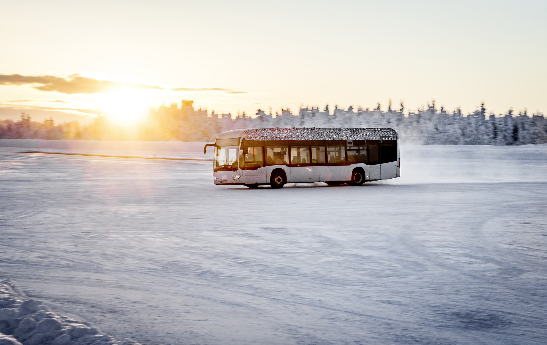Mercedes-Benz Citaro mit vollelektrischem Antrieb, Exterieur, 2 x elektrischer Radnabenmotor, 2 x 125 kW, 2 x 485 Nm, Wintererprobung 2018, Finnland Mercedes-Benz Citaro mit vollelektrischem Antrieb