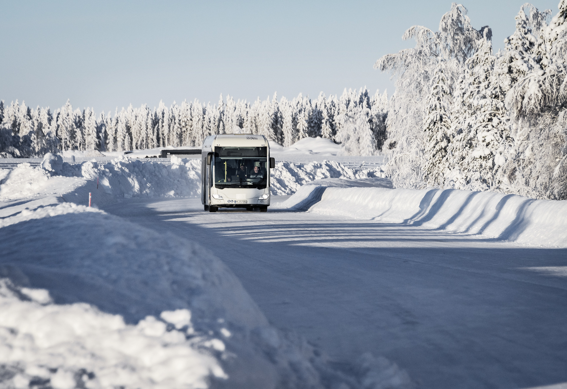 Mercedes-Benz Citaro mit vollelektrischem Antrieb, Exterieur, 2 x elektrischer Radnabenmotor, 2 x 125 kW, 2 x 485 Nm, Wintererprobung 2018, Finnland Mercedes-Benz Citaro mit vollelektrischem Antrieb