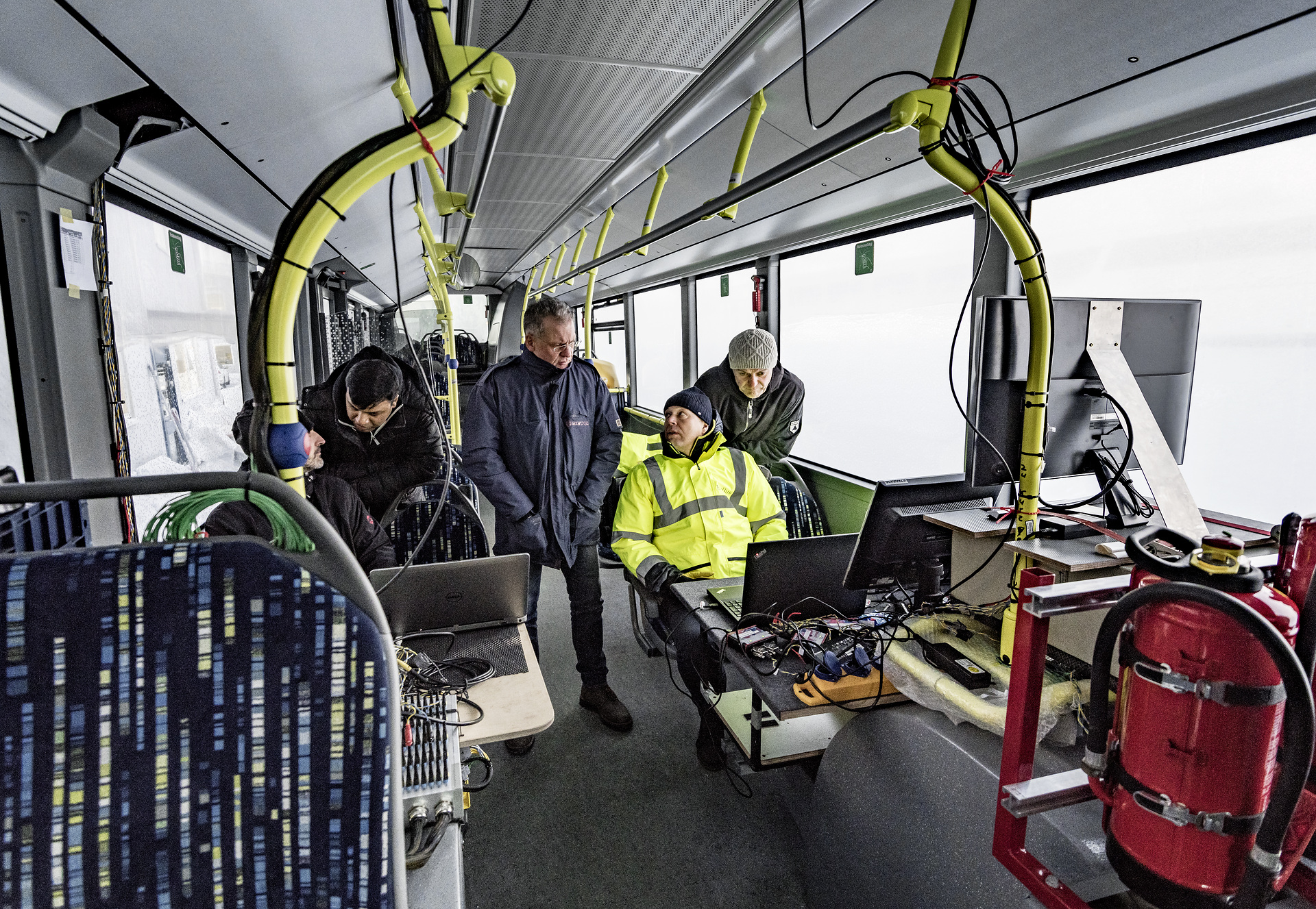 Mercedes-Benz Citaro mit vollelektrischem Antrieb, Interieur, 2 x elektrischer Radnabenmotor, 2 x 125 kW, 2 x 485 Nm, Wintererprobung 2018, Finnland Mercedes-Benz Citaro mit vollelektrischem Antrieb