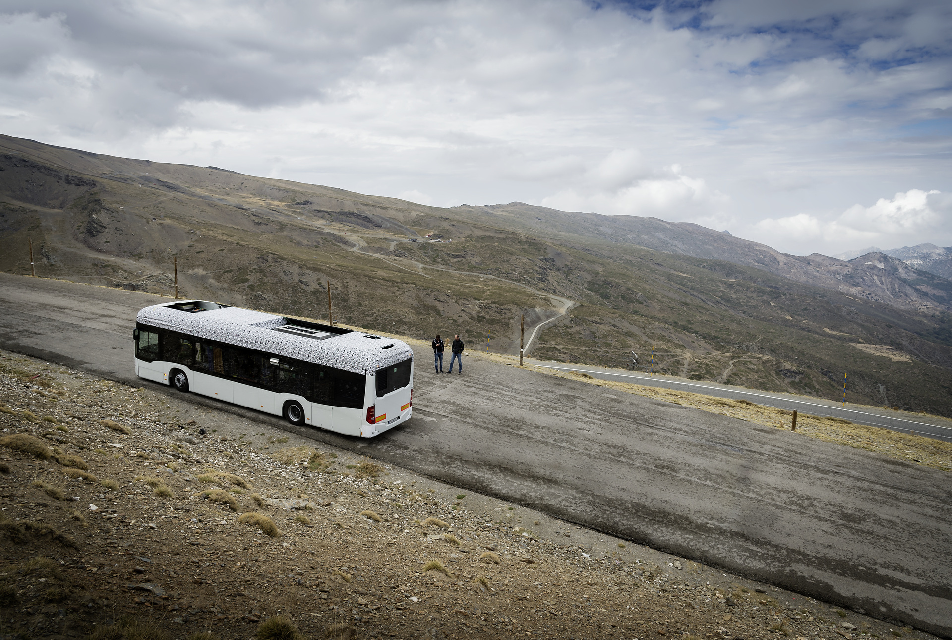 Mercedes-Benz Citaro mit vollelektrischem Antrieb, Exterieur, 2 x elektrischer Radnabenmotor, 2 x 125 kW, 2 x 485 Nm, Sommererprobung 2017, Spanien Mercedes-Benz Citaro mit vollelektrischem Antrieb
