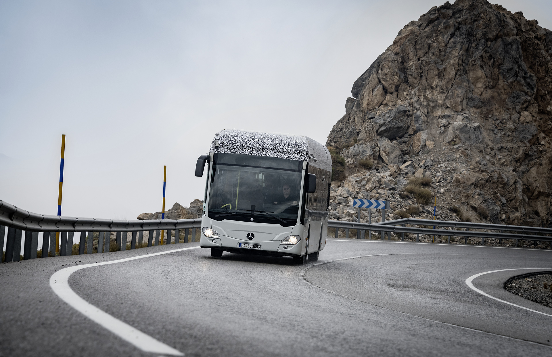 Mercedes-Benz Citaro mit vollelektrischem Antrieb, Exterieur, 2 x elektrischer Radnabenmotor, 2 x 125 kW, 2 x 485 Nm, Sommererprobung 2017, Spanien Mercedes-Benz Citaro mit vollelektrischem Antrieb