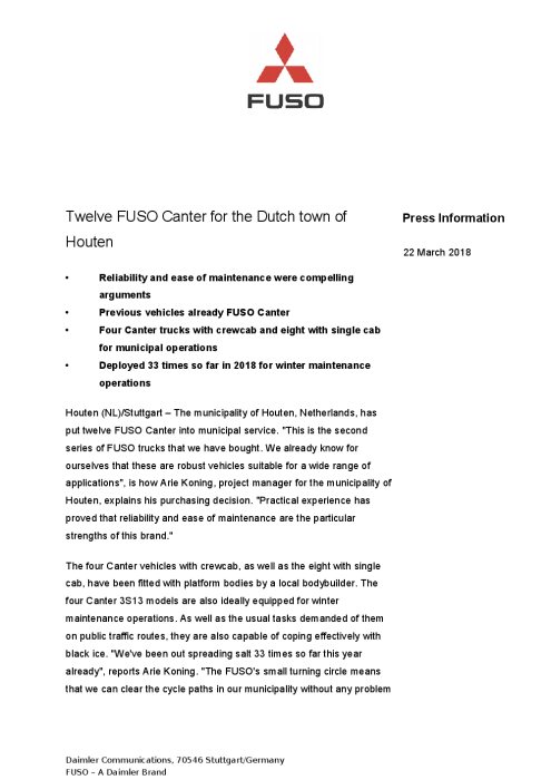 Twelve FUSO Canter for the Dutch town of Houten