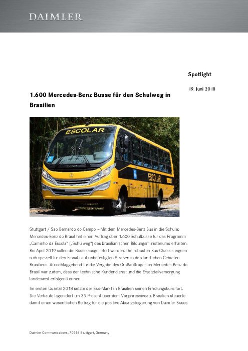 1.600 Mercedes-Benz Busse für den Schulweg in Brasilien