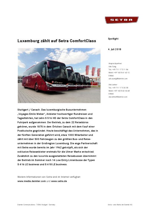 Luxemburg zählt auf Setra ComfortClass