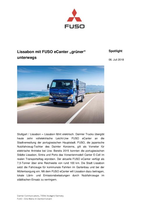 Lissabon mit FUSO eCanter „grüner“ unterwegs