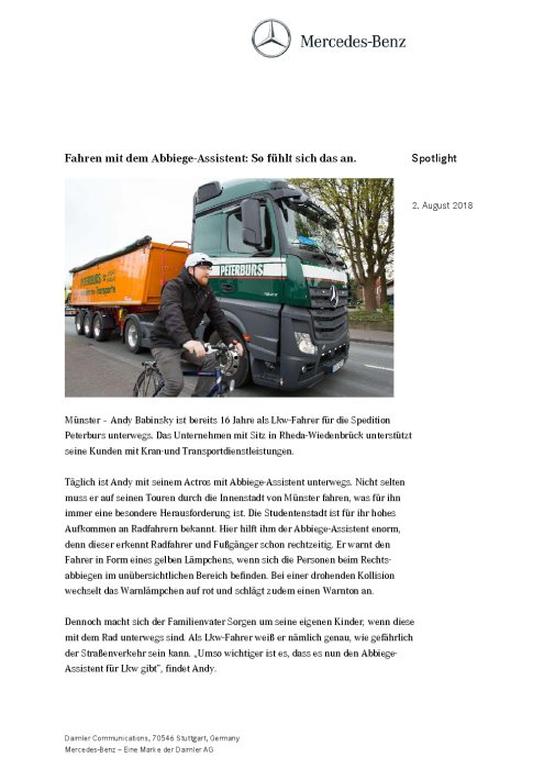 Fahren mit dem Abbiege-Assistent: So fühlt sich das an.