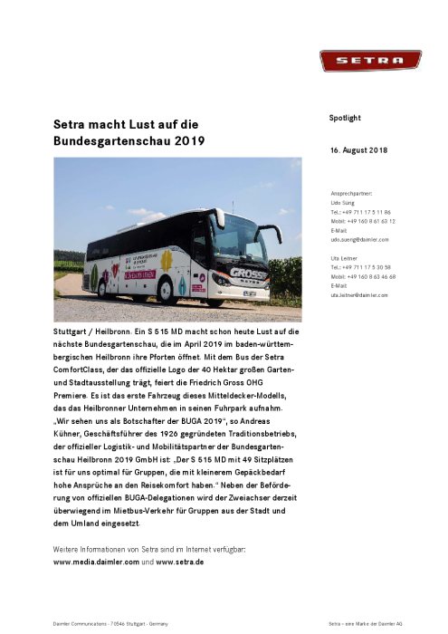Setra macht Lust auf die Bundesgartenschau 2019