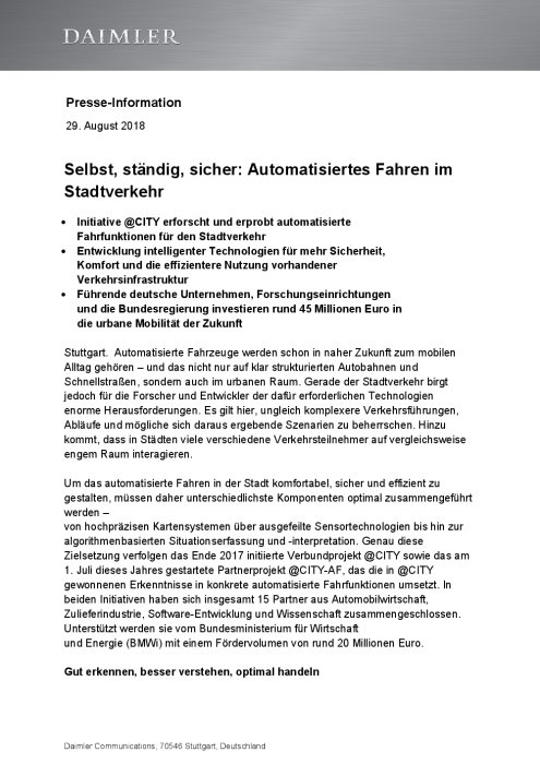 Selbst, ständig, sicher: Automatisiertes Fahren im Stadtverkehr